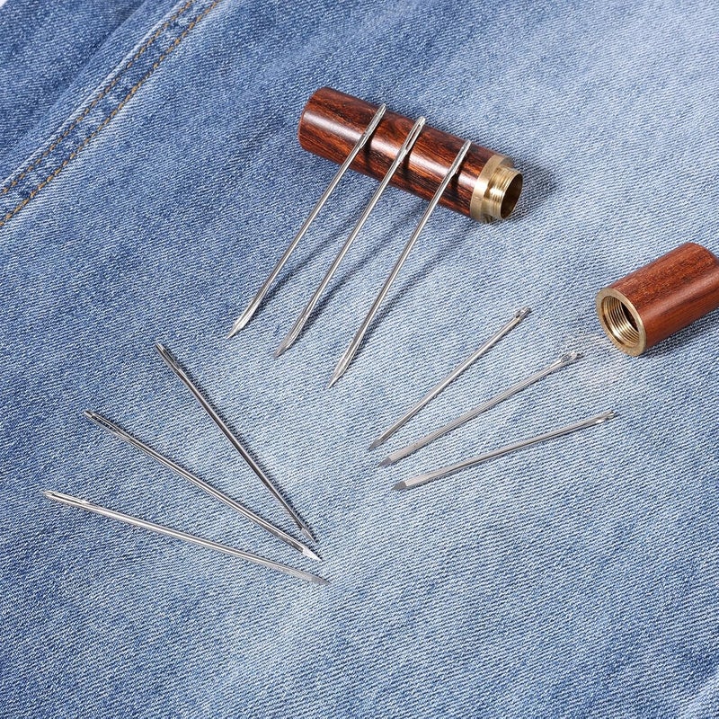 XIHIRCD 9pcs Large Eye Sewing Needles, Big Eye Embroidery Needles Steel Tapestry Needles Bent & Straight Leather Needle Hand Knitting Needle Darning Tools Quilting Crochet Project Accessories Supplies - Image 4